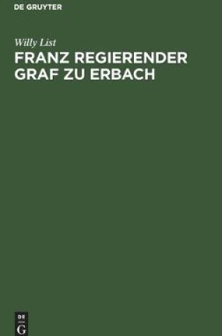 Cover of Franz Regierender Graf Zu Erbach