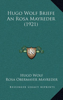 Book cover for Hugo Wolf Briefe an Rosa Mayreder (1921)