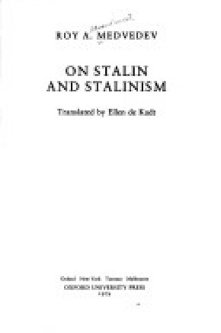 Cover of On Stalin and Stalinism