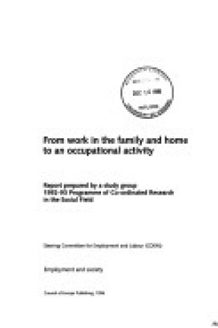 Cover of From Work in the Family and Home to an Occupational Activity