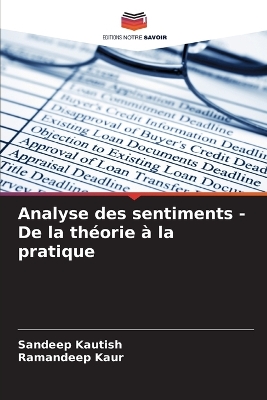 Book cover for Analyse des sentiments - De la th�orie � la pratique