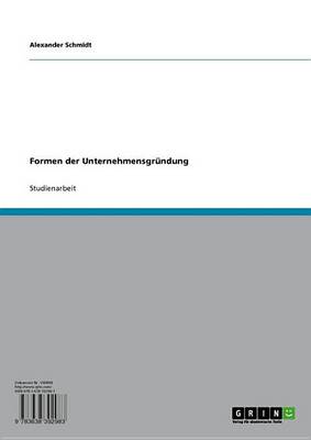 Book cover for Formen Der Unternehmensgrundung