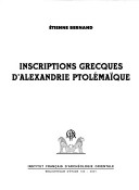 Book cover for Inscriptions Grecques D'Alexandrie Ptolemaique