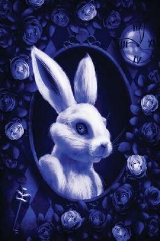 Cover of Alice in Wonderland Modern Journal - Outwards White Rabbit (Royal Blue)