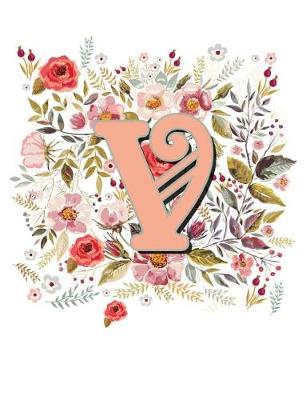 Book cover for V Monogram Letter Floral Wreath Notebook