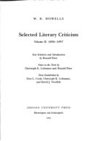 Cover of Selected Literary Criticism, Volume 1