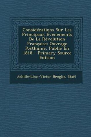 Cover of Considerations Sur Les Principaux Evenements de la Revolution Francaise