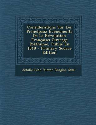 Book cover for Considerations Sur Les Principaux Evenements de la Revolution Francaise