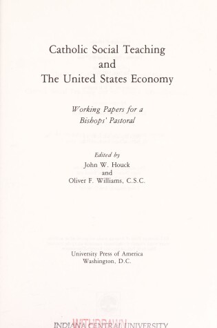 Cover of Catholic Social Teaching and the United States Economy