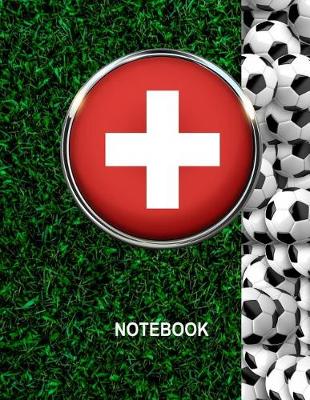 Book cover for Notebook. Switzerland Flag And Soccer Balls Cover. For Soccer Fans. Blank Lined Planner Journal Diary.