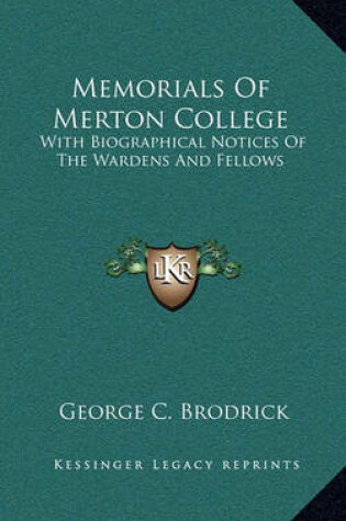 Cover of Memorials of Merton College