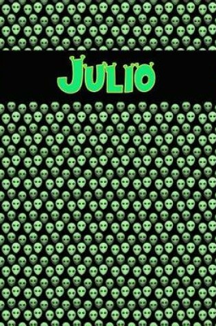 Cover of 120 Page Handwriting Practice Book with Green Alien Cover Julio