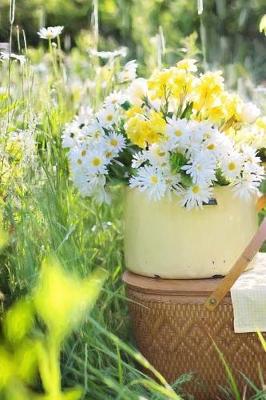 Book cover for Shasta Daisy Flowers in a Yellow Pot and a Wicker Picnic Basket Journal