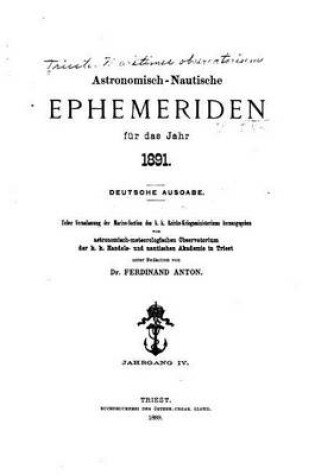 Cover of Astronomisch-nautische Ephemeriden (1891)