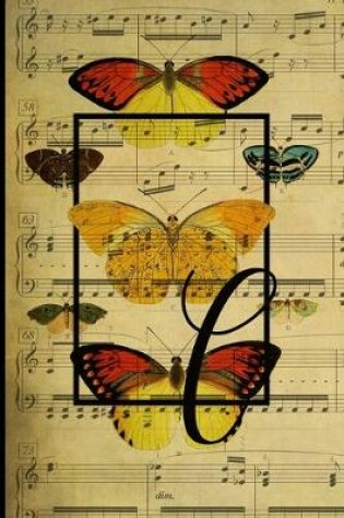 Cover of Letter "C" - Monogram Butterfly Music Journal - Blank Score Sheets