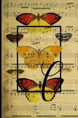 Book cover for Letter "C" - Monogram Butterfly Music Journal - Blank Score Sheets