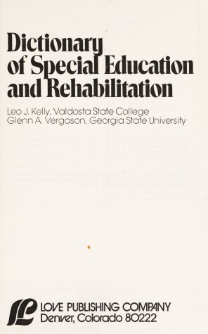 Book cover for Dictionary of Special Education and Rehabilitation