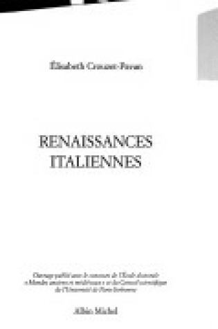 Cover of Renaissances Italiennes