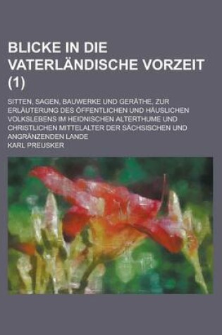 Cover of Blicke in Die Vaterlandische Vorzeit; Sitten, Sagen, Bauwerke Und Gerathe, Zur Erlauterung Des Offentlichen Und Hauslichen Volkslebens Im Heidnischen