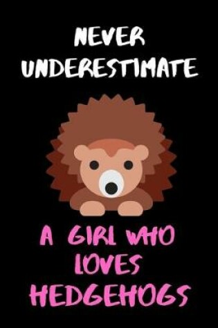 Cover of Never Underestimate A Girl Who Loves Hedgehogs - Comedy Funny Girls/Woman's Lined Journal