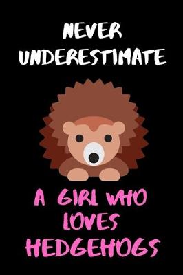 Book cover for Never Underestimate A Girl Who Loves Hedgehogs - Comedy Funny Girls/Woman's Lined Journal