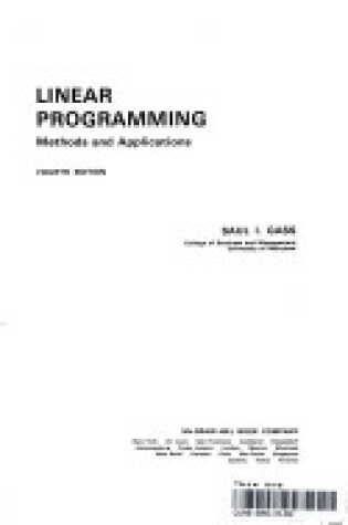 Cover of Linear Programming