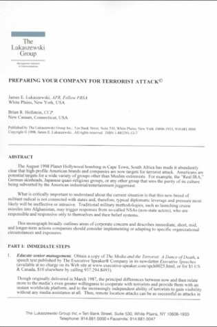 Cover of Preparing Your Company for Terrorist Attack