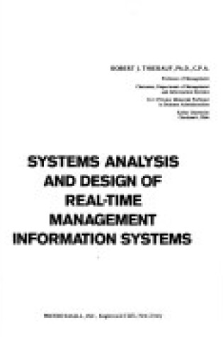 Cover of Systems Analysis and Design of Real-time Management Information Systems