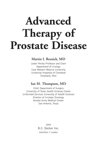 Cover of Advanced Therapy of Prostate Disease