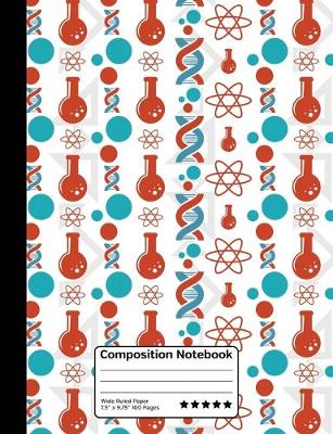 Book cover for Science Lab DNA Atoms Beakers Molecules Composition Notebook