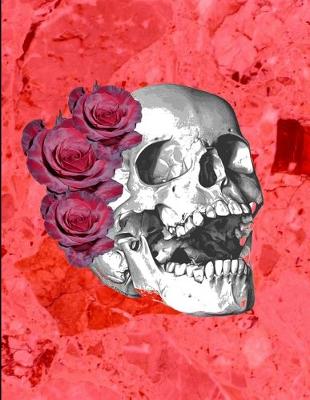 Book cover for Skull Red Rose Hair Red Marble Notebook Journal 150 Page College Ruled Pages 8.5 X 11