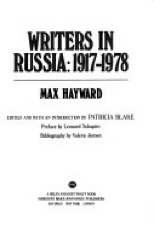 Cover of Writers in Russia, 1917-1978