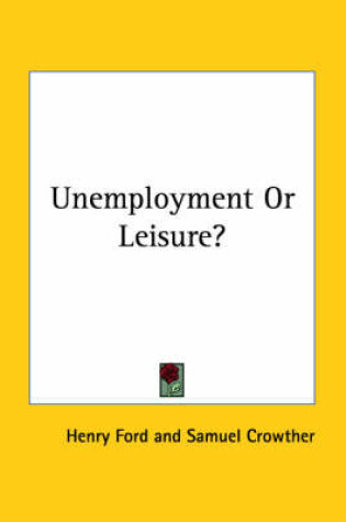 Cover of Unemployment or Leisure?