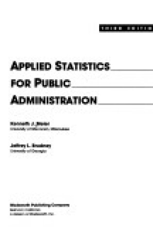 Cover of Applied Statistics for Public Administration