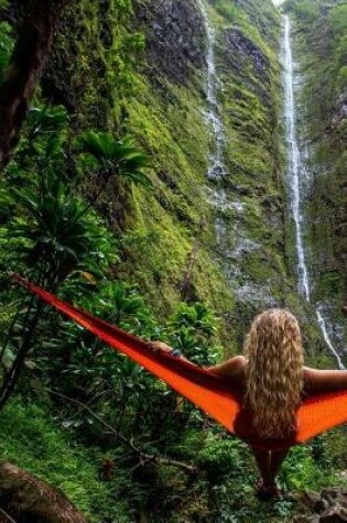 Cover of Woman Sitting in a Hammock and a Beautiful Waterfall Journal