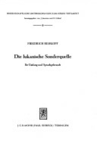 Cover of Die Lukanische Sonderquelle