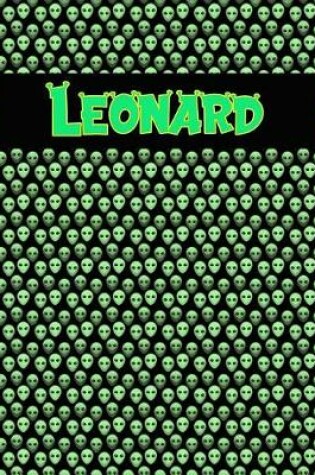 Cover of 120 Page Handwriting Practice Book with Green Alien Cover Leonard