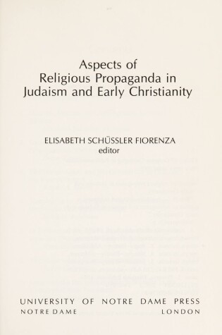 Cover of Aspects of Religious Propaganda in Judaism and Early Christianity