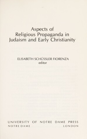 Book cover for Aspects of Religious Propaganda in Judaism and Early Christianity