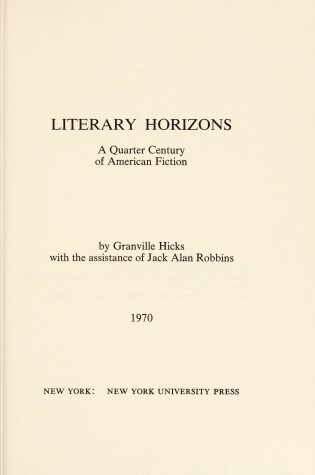 Cover of Literary Horizons