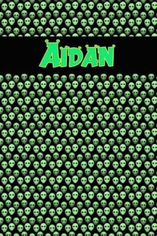 Cover of 120 Page Handwriting Practice Book with Green Alien Cover Aidan