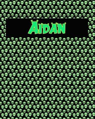 Book cover for 120 Page Handwriting Practice Book with Green Alien Cover Aidan