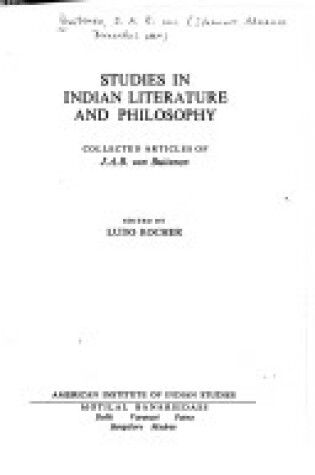 Cover of Studies in Indian Literature and Philosophy