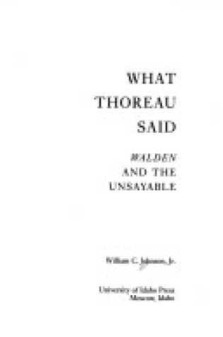 Cover of What Thoreau Said