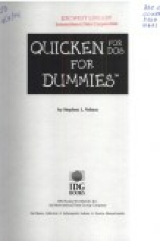 Cover of Quicken 7.0 for DOS For Dummies