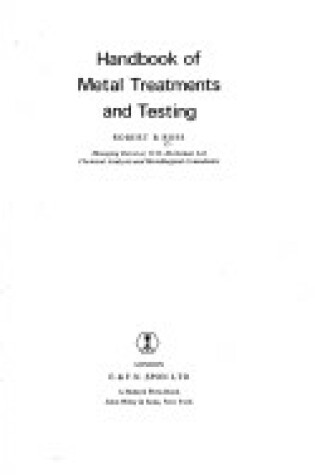Cover of Ross: Handbook of *Metal* Treatments & T