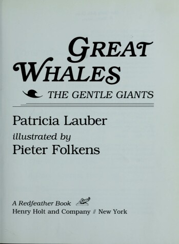 Book cover for Great Whales, the Gentle Giants