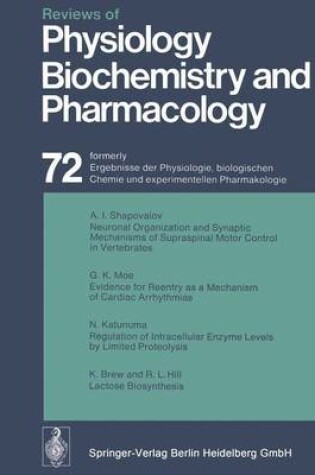 Cover of Reviews of Physiology, Biochemistry and Pharmacology 72