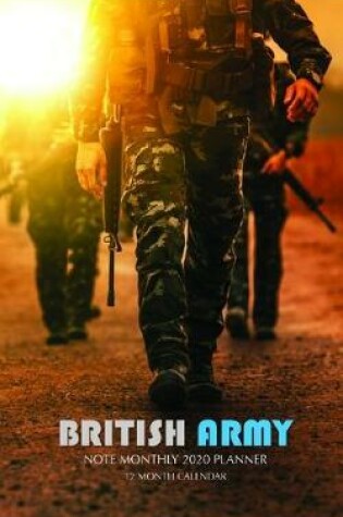 Cover of British Army Note Monthly 2020 Planner 12 Month Calendar