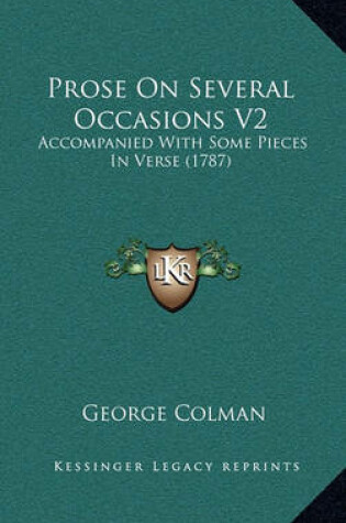 Cover of Prose on Several Occasions V2